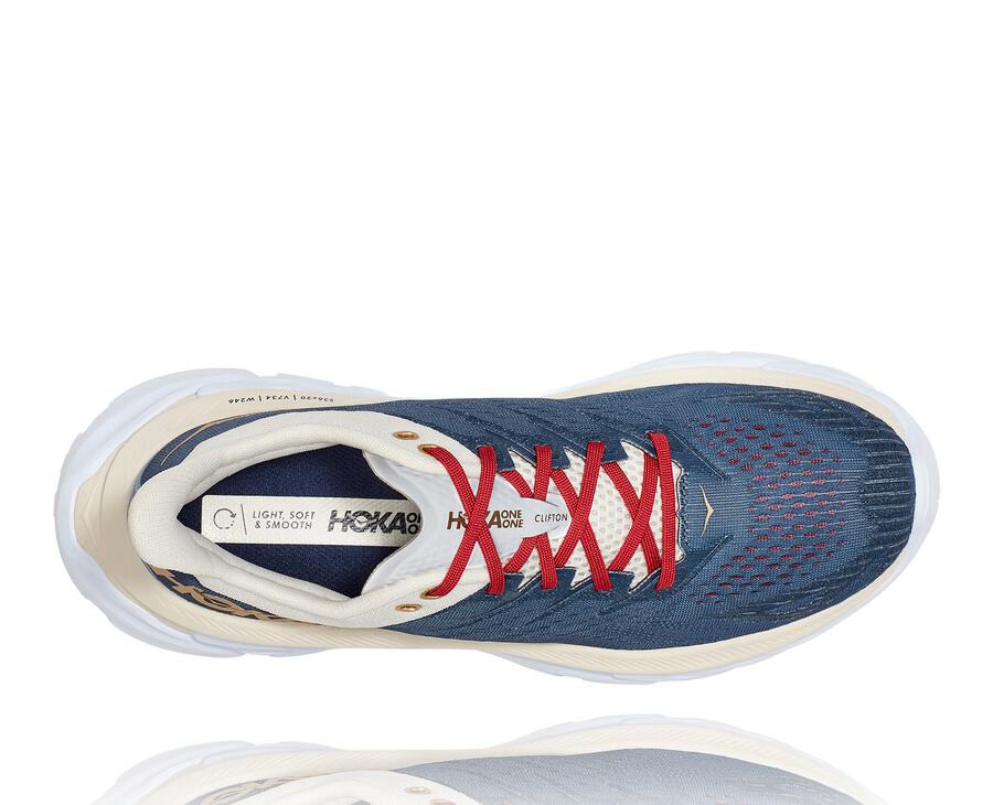 Running Shoes Mens - Hoka One One Clifton Edge - Blue/White - XEUAOGH-14